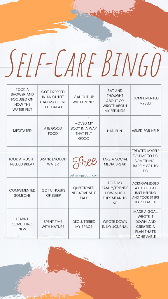 Bettering Youth's Self Care Bingo