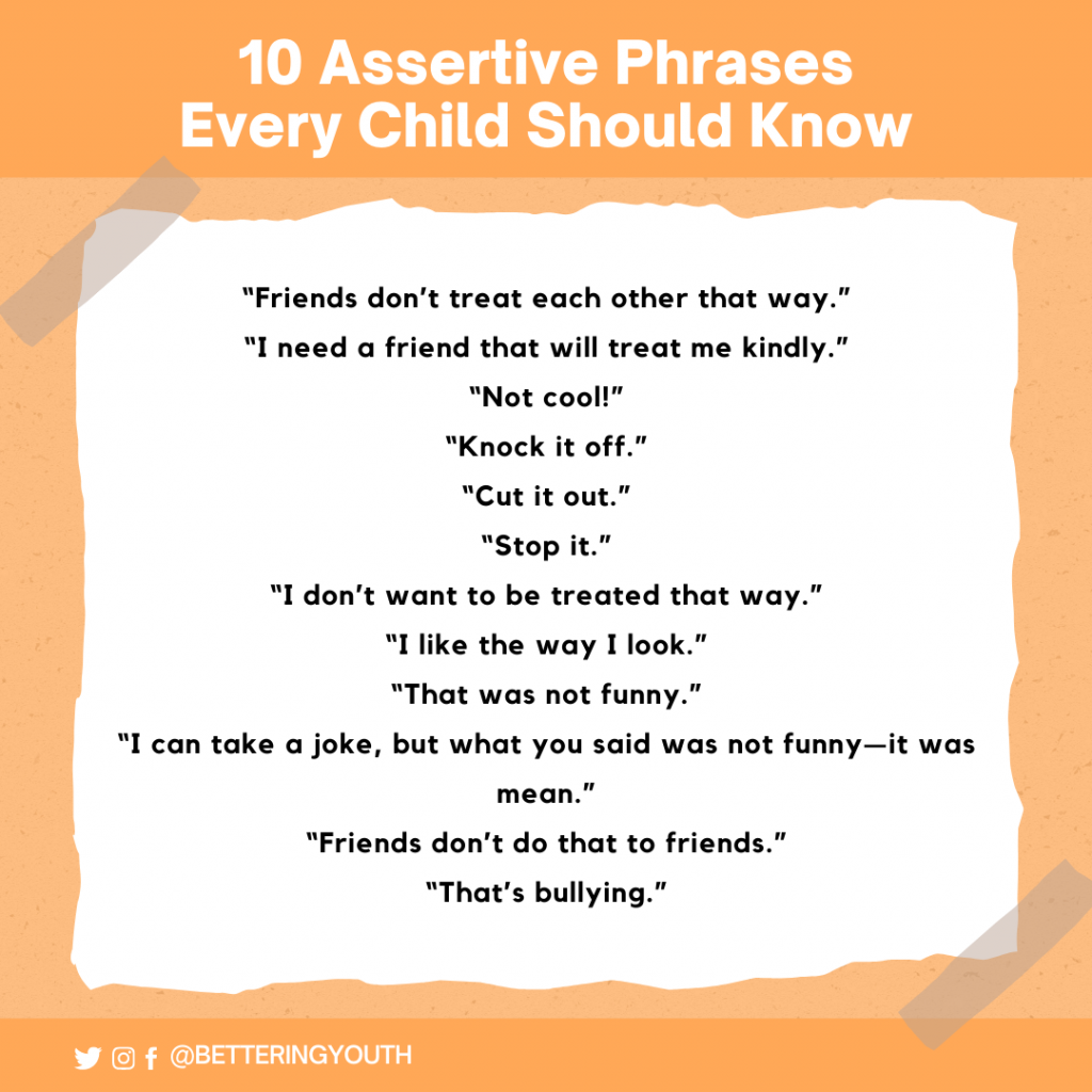 10 assertive phrases all children should know to stand up to bullying