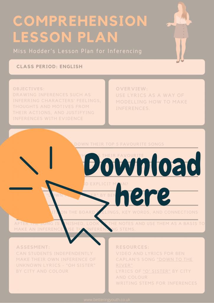 Comprehension lesson plan to make inferences by Bettering Youth