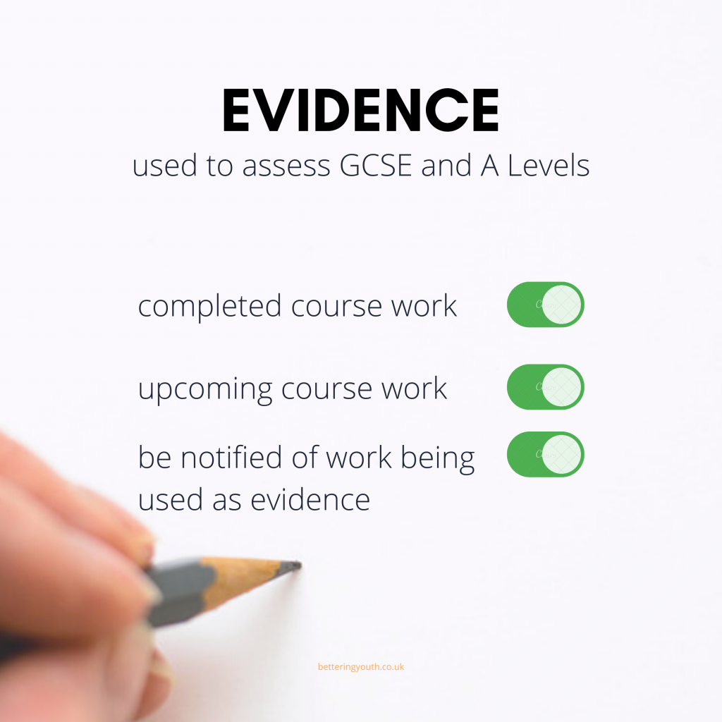 Evidence to be used as teachers mark gcses and a levels